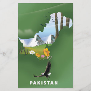 Pakistan illustrated travel map.