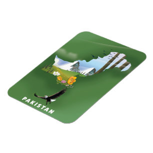 Pakistan illustrated travel map. magnet