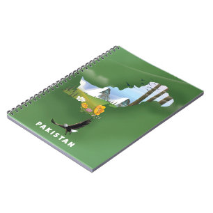 Pakistan illustrated travel map. notebook
