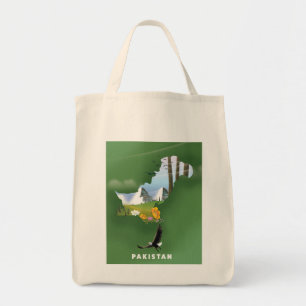 Pakistan illustrated travel map. tote bag