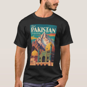 Pakistan Landscape Illustration Travel Art Vintage T-Shirt