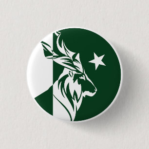 Pakistan Markhor Pakistani National Animal Flag 1 Inch Round Button