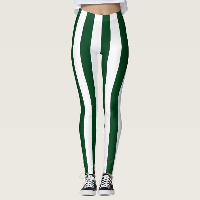 Pakistan National Flag Colours Vertical Striped Leggings (Front)