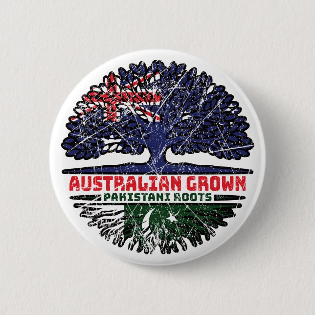 Pakistan Pakistani Australian Australia Tree Roots 2 Inch Round Button (Front)
