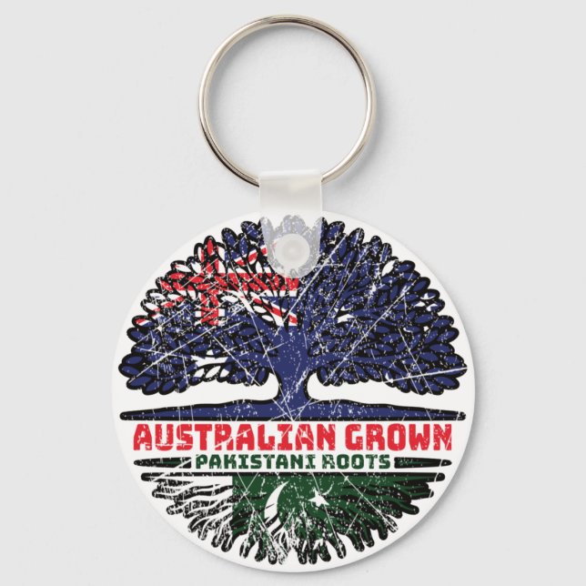 Pakistan Pakistani Australian Australia Tree Roots Keychain (Front)