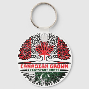 Pakistan Pakistani Canadian Canada Tree Roots Flag Keychain