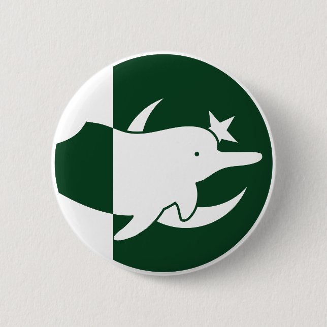 Pakistan River dolphin Pakistani National Animal 2 Inch Round Button (Front)