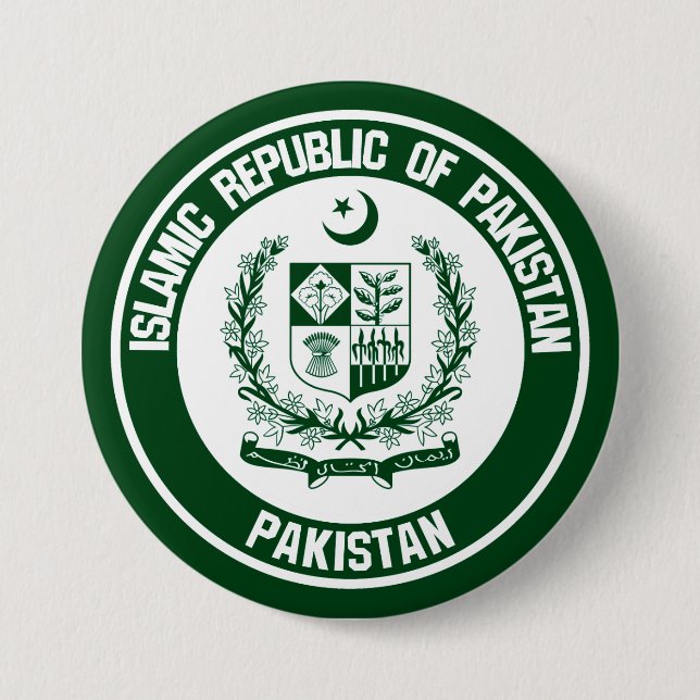 Pakistan Round Emblem 3 Inch Round Button (Front)