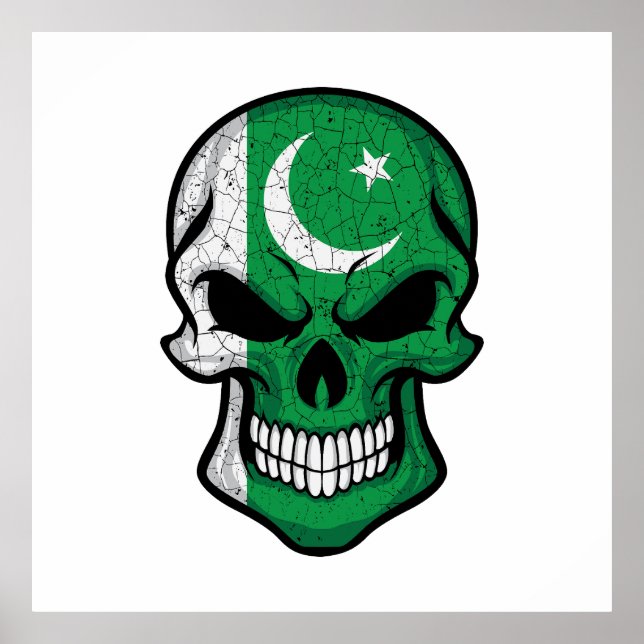 Pakistan Smiling Skull Flag Poster (Front)