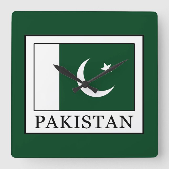 Pakistan Square Wall Clock (Front)