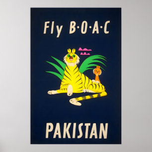 Pakistan Travel Poster BOAC Airline Art Print