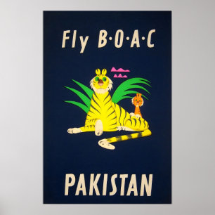 Pakistan Travel Poster BOAC Airline Art Print 
