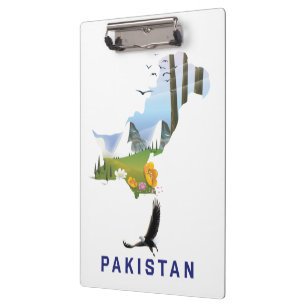 Pakistan travel poster map clipboard