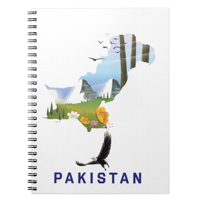 Pakistan travel poster map notebook (Front)