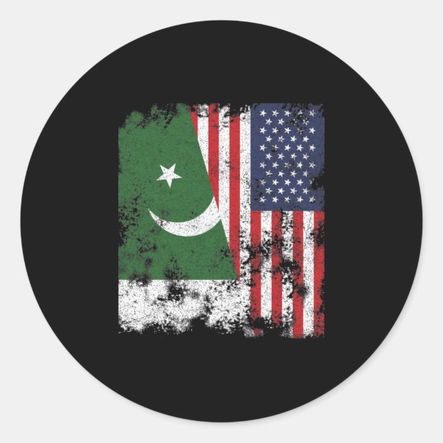 Pakistan USA Flag - Half American Classic Round Sticker (Front)