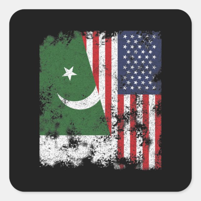 Pakistan USA Flag - Half American Square Sticker (Front)