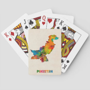 Pakistan Watercolor Map Playing Cards