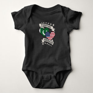 Pakistani American Heart Flags Pakistan America Baby Bodysuit