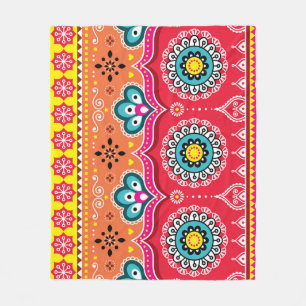 Pakistani Truck Art: Colorful Fleece Blanket