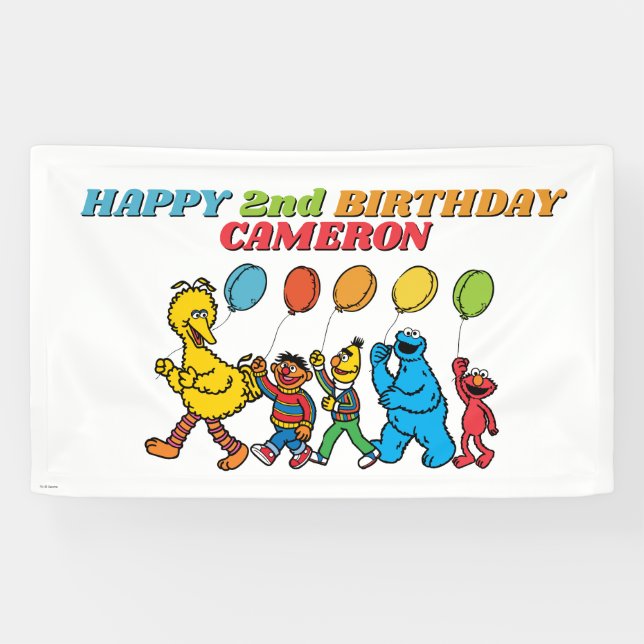 Pal de rue Sésame | Bannière des ballons d'anniver (Horizontal)