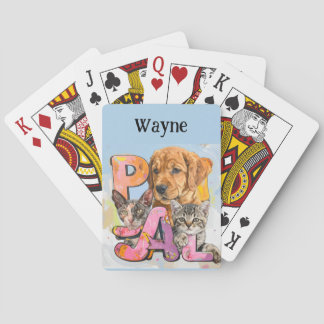 Pal Dog and Cats Plus Personalize Name Playing Cards