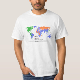 PAL NTSC SECAM TV World Map T-Shirt