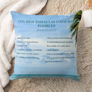 Palabras Motivacionales Logrando Metas Cielo Azul Throw Pillow