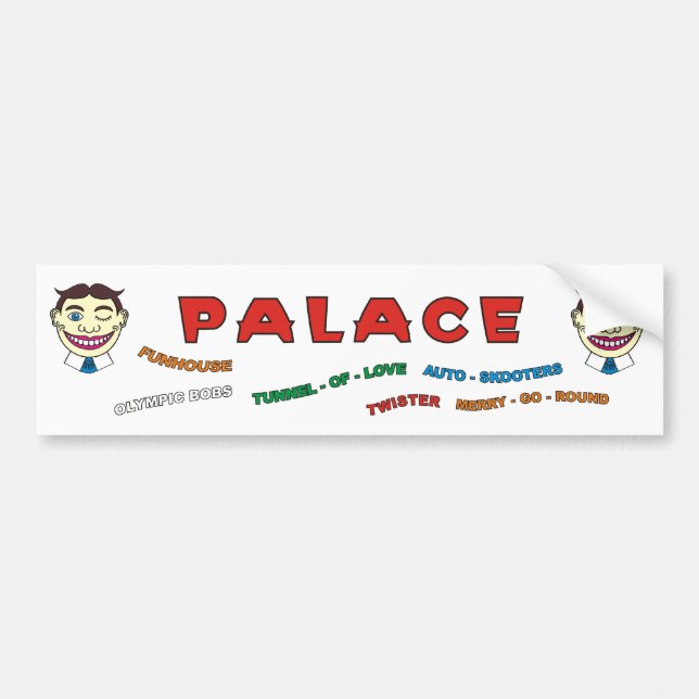 Palace Amusements building front bumper sticker. Sticker (Front)
