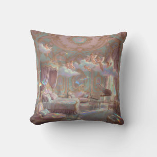 Palace Dreamscape Psychedelic Rococo Revival Mural Throw Pillow