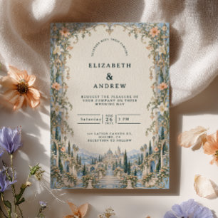 Palace Garden Blue Wedding Invitation