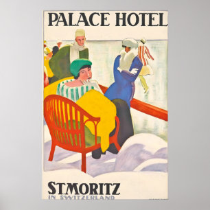 Palace Hotel Saint Moritz Switzerland Vintage Poster