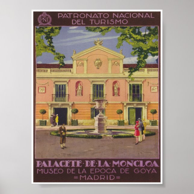Palace of Moncloa Spain Vintage Travel Poster (Front)