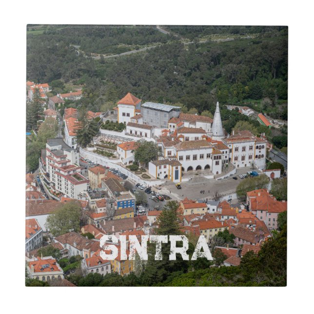 Palace of Sintra from above in Sintra, Portugal Tile (Front)