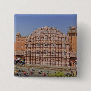 Palace of the Winds (Hawa Mahal), Jaipur, India, 2 Inch Square Button