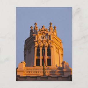 Palacio de Communicaciones, tower detail, sunset Postcard