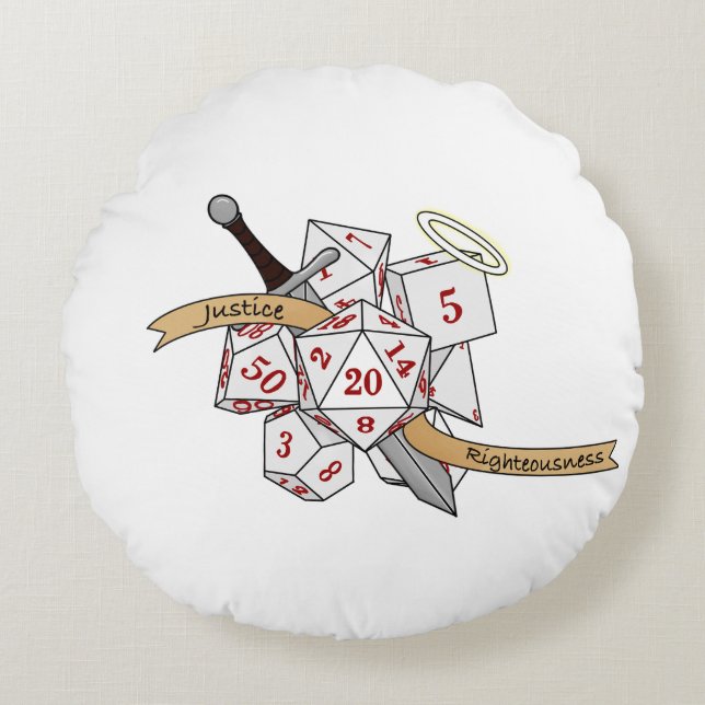 Paladin Dice Design Round Pillow (Front)