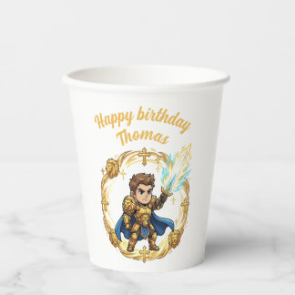 Paladin Holy Knight Anime Chibi Gamer Birthday Paper Cups