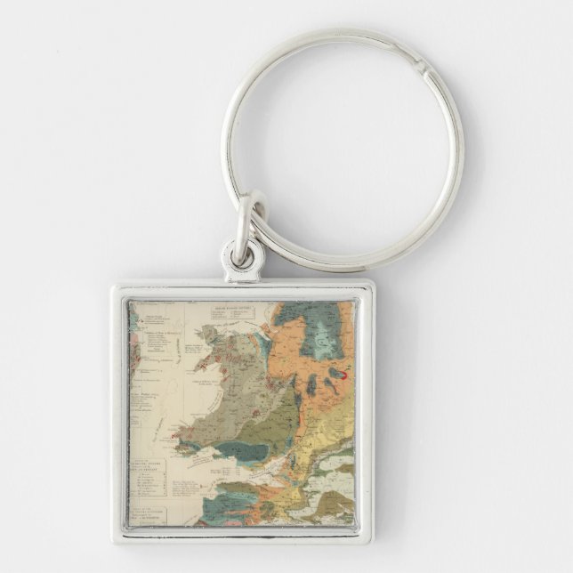 Palaeontological map British Islands Keychain (Front)