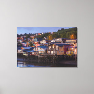 Palafito stilt houses, elevated view canvas print