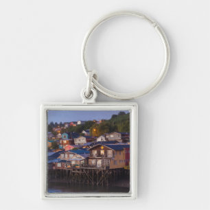 Palafito stilt houses, elevated view keychain