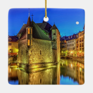 Palais de l'Ile jail and canal in Annecy old city, Ceramic Ornament