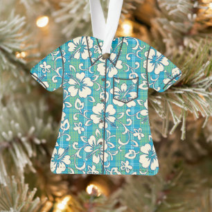 Palaka Pareau Hawaiian Check Hibiscus Aloha Shirt