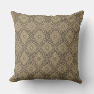 Palatial floral, vintage floral monochrome pattern throw pillow