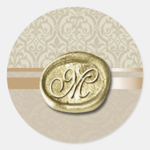 Palatial - Initial (Sand) Classic Round Sticker