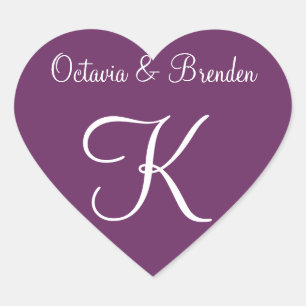 Palatinate Purple Customizable Monogram Invite Heart Sticker