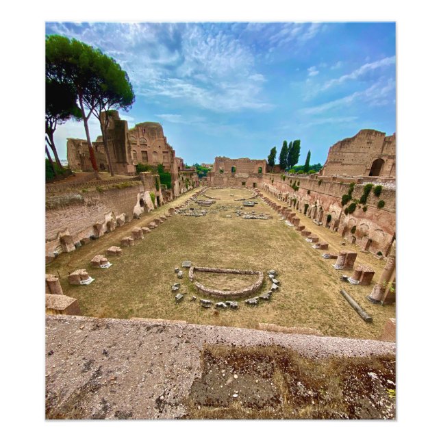 Palatine Stadium Ruins in Rome, Italy Photo Print (Front)