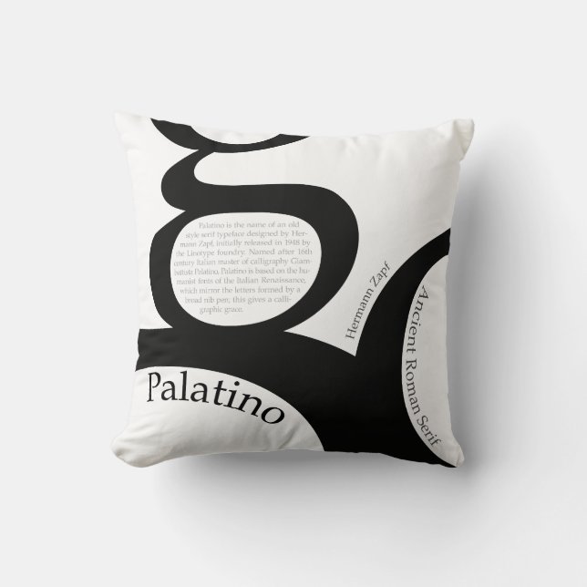 Palatino Typography Demo Throw Pillow (Front)