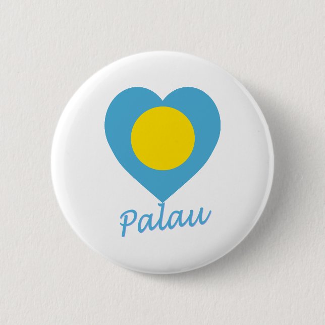 Palau Flag Heart 2 Inch Round Button (Front)