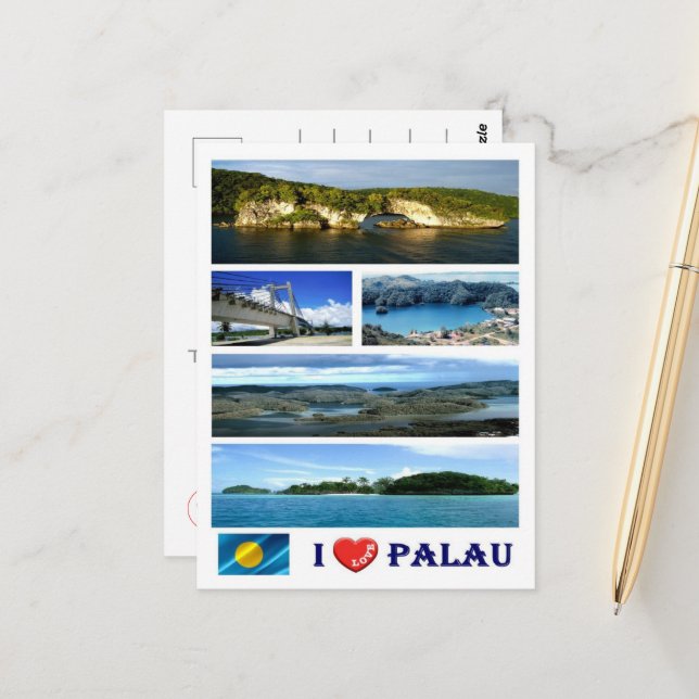 Palau - I Love - Postcard (Front/Back In Situ)