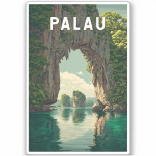 Palau Illustration Travel Art Vintage